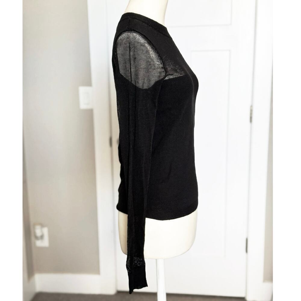 LUCY PARIS Black Top Sheer Mesh Sleeves Women’s Small - Picture 3 of 6
